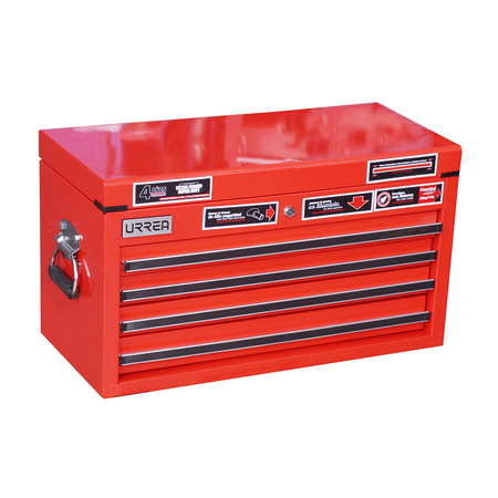 URREA Top Chest/Cabinet, 4 Drawer, Red, Steel, 27 in W x 15 in D x 12 in H X27S4